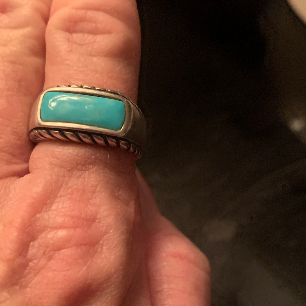 Turquoise Silver Women's Ring Size 8